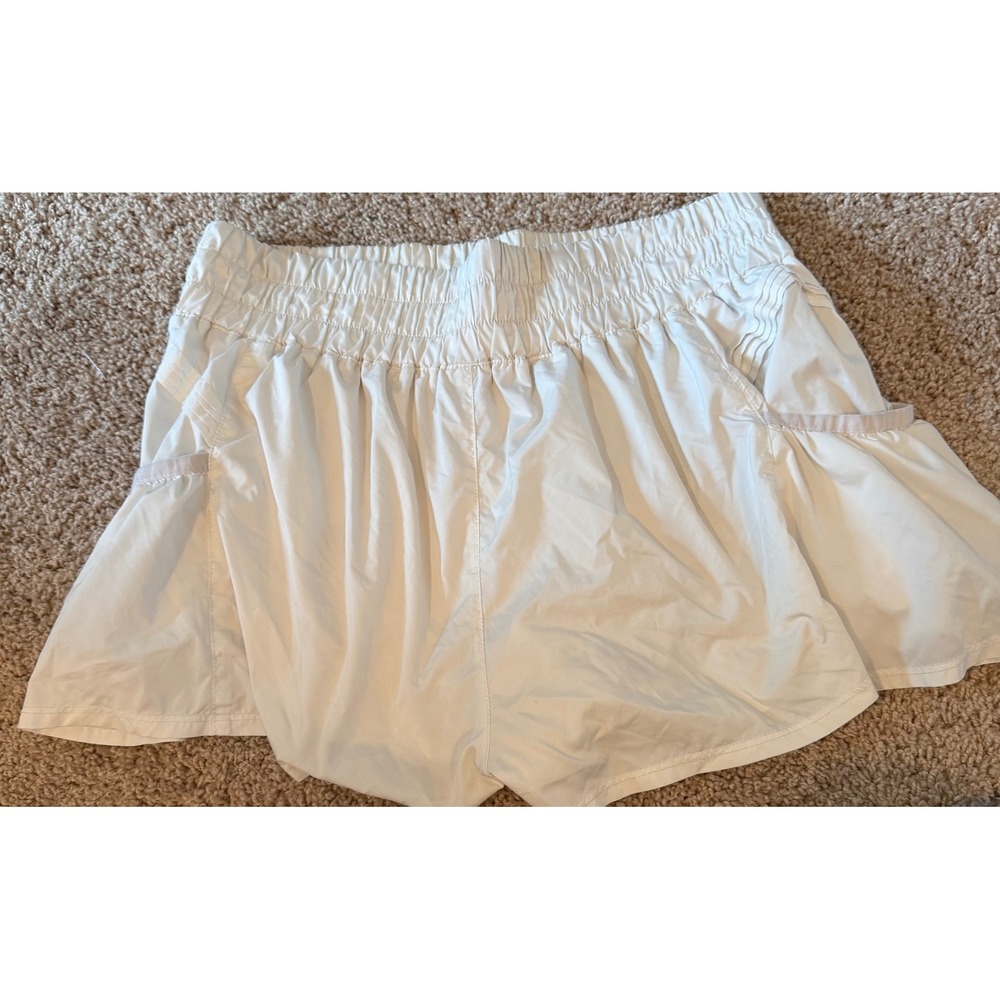 Free People Movement Get Your Flirt On Shorts White Size L Smocked Waist Running